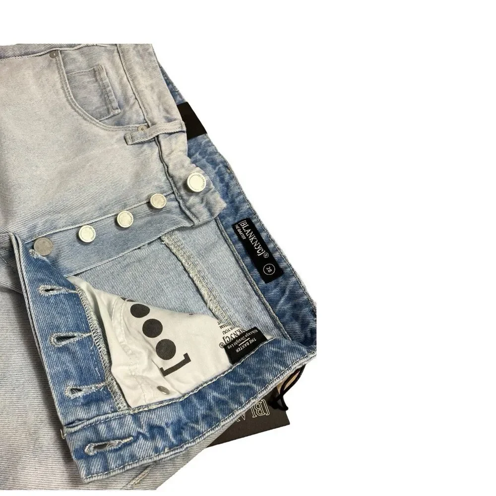 Blank NYC Colorblock Patchwork Denim Jeans High Rise Straight Leg Womens 28